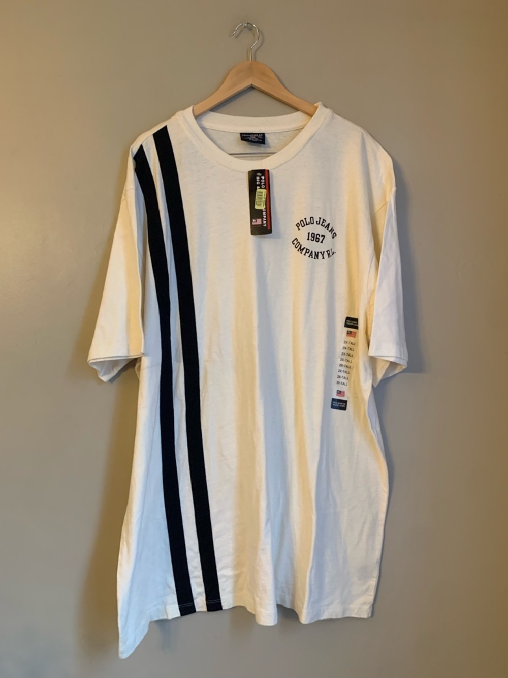 vtg 90s POLO JEANS CO Ralph Lauren Cotton Crew T-Shirt Off White 2XT NOS